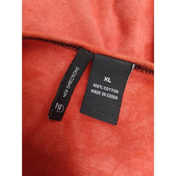 New Directions Coral Red Embellished Knit Top Peacock Feathers Womens XL Cotton - Picture 6 of 7